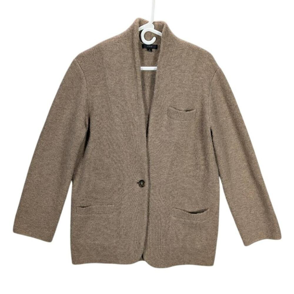 J.Crew Cocoon Sweater Blazer Womens Small Tan Long Sleeve Cardigan BA551 Career